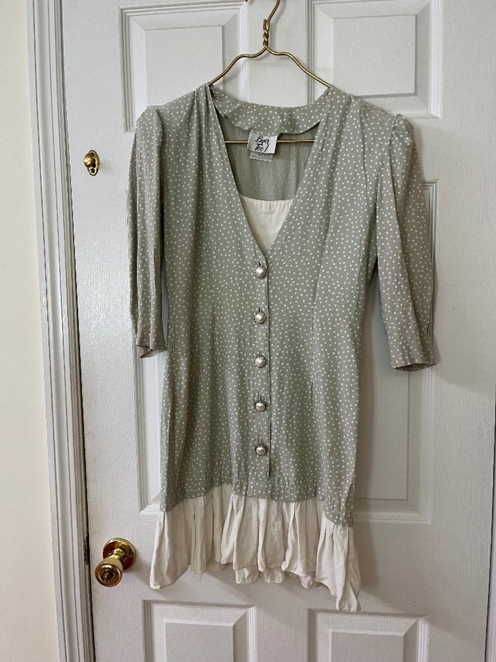 Vintage Byer too sage button front dress